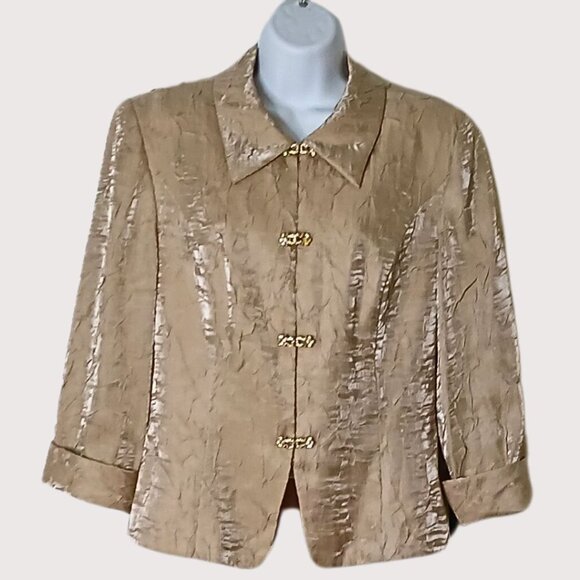 Vintage 80s Womens Long Skirt Blazer Suit Set Size 12 Rhinestone Crepe Wedding - Picture 2 of 9